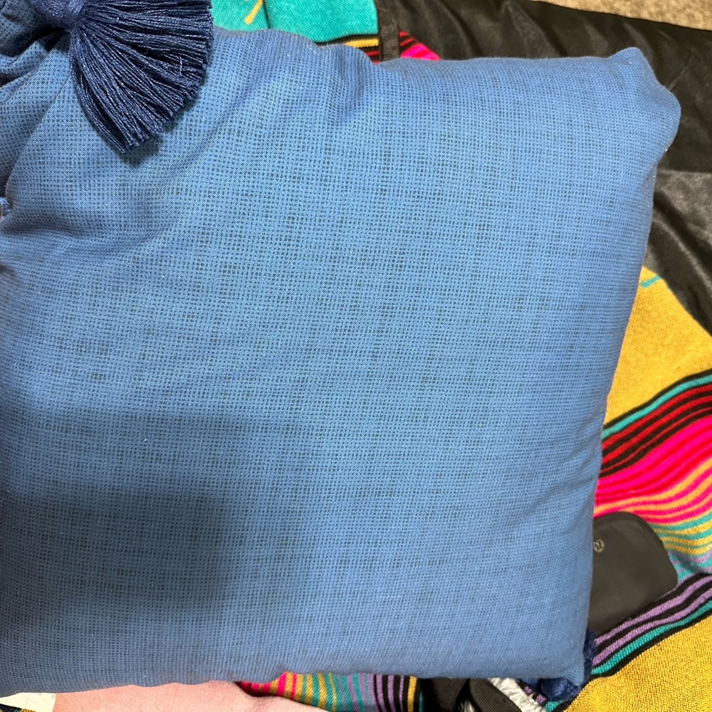 Navy blue small tassel pillow